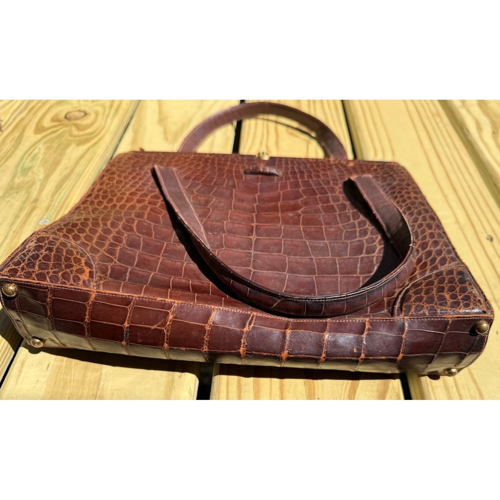 Vintage Lucille De Paris Saks 5th Avenue Brown Alligator Purse Handbag - Picture 5 of 16